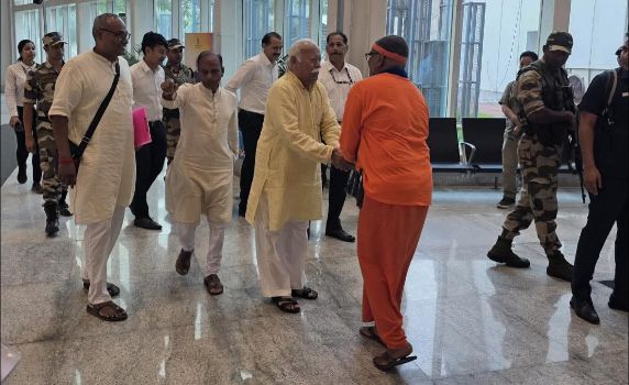 RSS Sarsanghachalak Mohan Bhagwat arrives in Agartala.